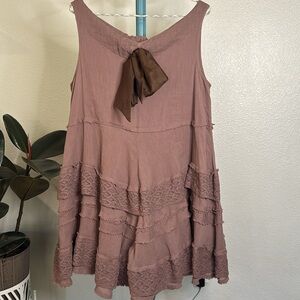 Anthropologie Zehavale Baby Doll Flounce Boho Lace tiered dress purple mink sz 4